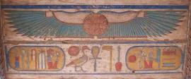 Winged sun disk on the c eiling of a doorway of the temple of Ramesses III at Medinet Habu, Western Thebes (photo by Rozenn Bailleul- LeSuer)