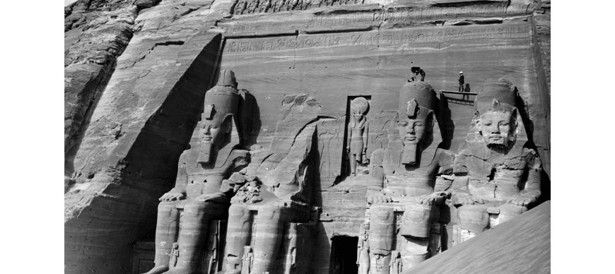 OIM P2380 Abu Simbel, Egypt. The facade of the great temple as it was being photographed