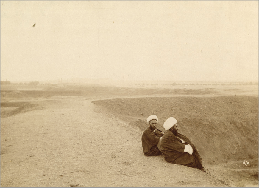 Men sitting on ramparts outside of Tehran P. 1131 : N. 23667_0.png